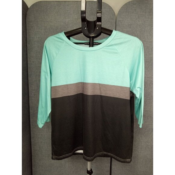 Women's Green Black Baseball Style Shirt Size Large - Picture 1 of 3